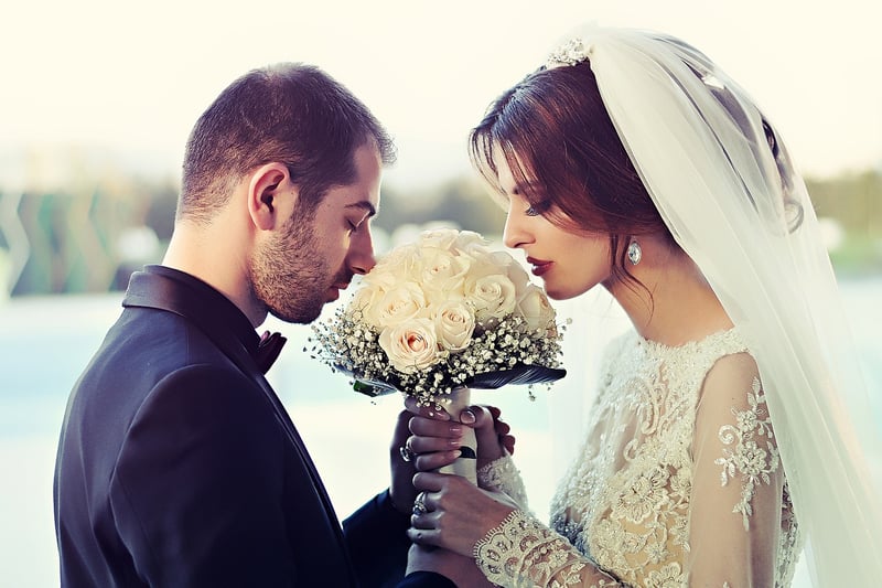 Bride and Groom at Sunset